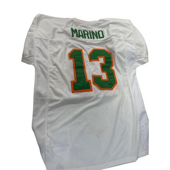 Mitchell Ness Miami Hurricanes #13 Football Jersey White  green Size 54 SKU 9004 - Picture 9 of 13